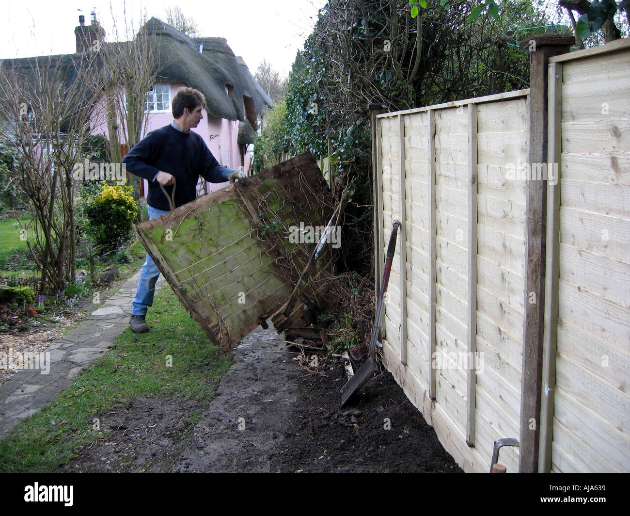 Do It Yourself DIY Repair Replace Garden Fence Panels Stock Photo Alamy