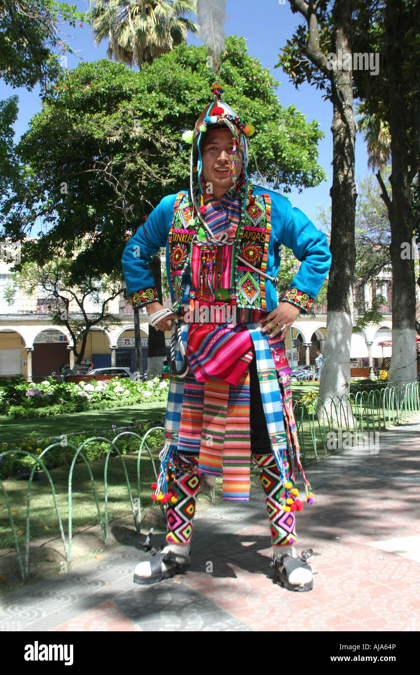 A young man with traditional North of Potosi clothes in Bolivia Stock ...