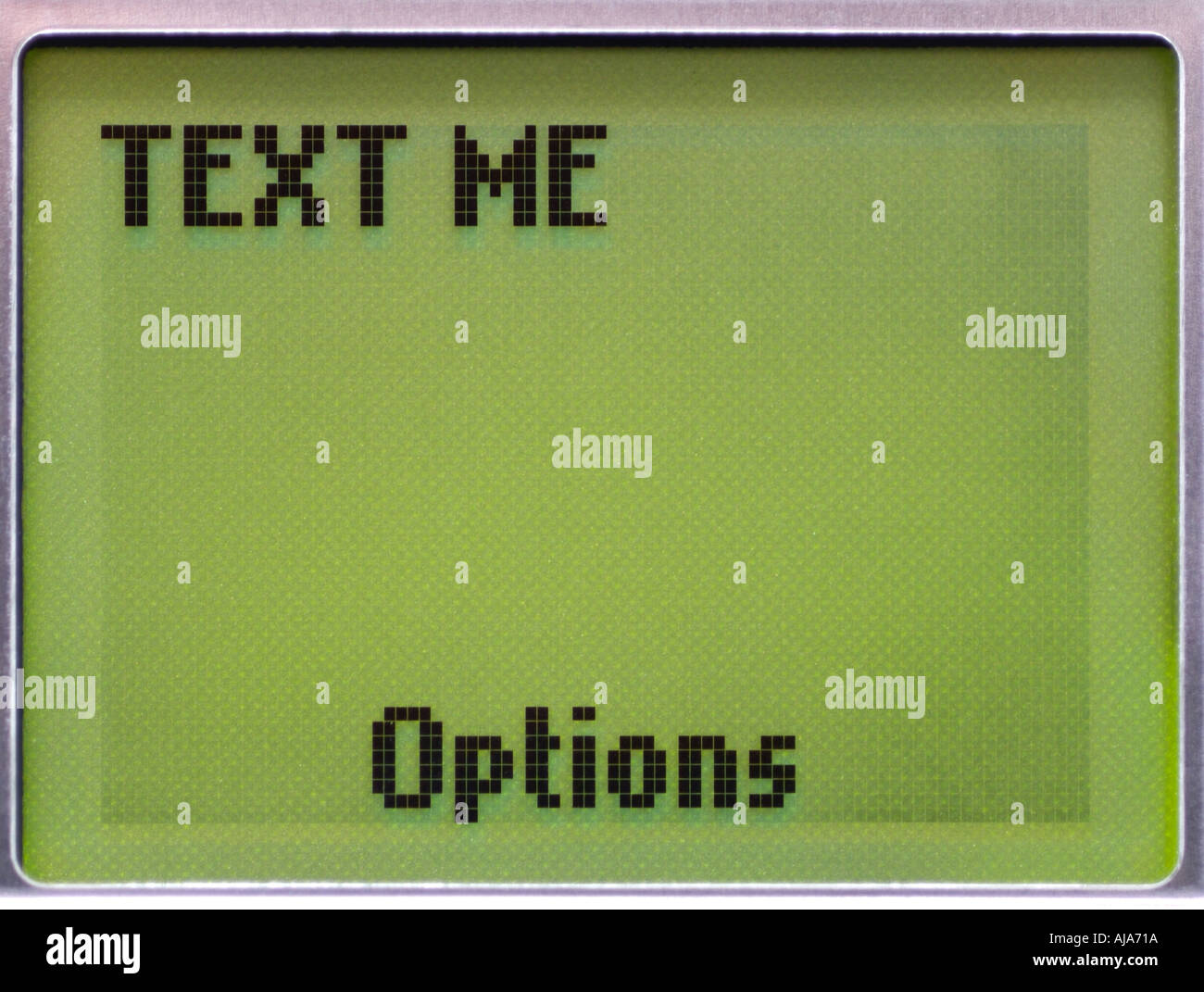 Cell Phone Display with Text Me Message, Close Up. Stock Photo