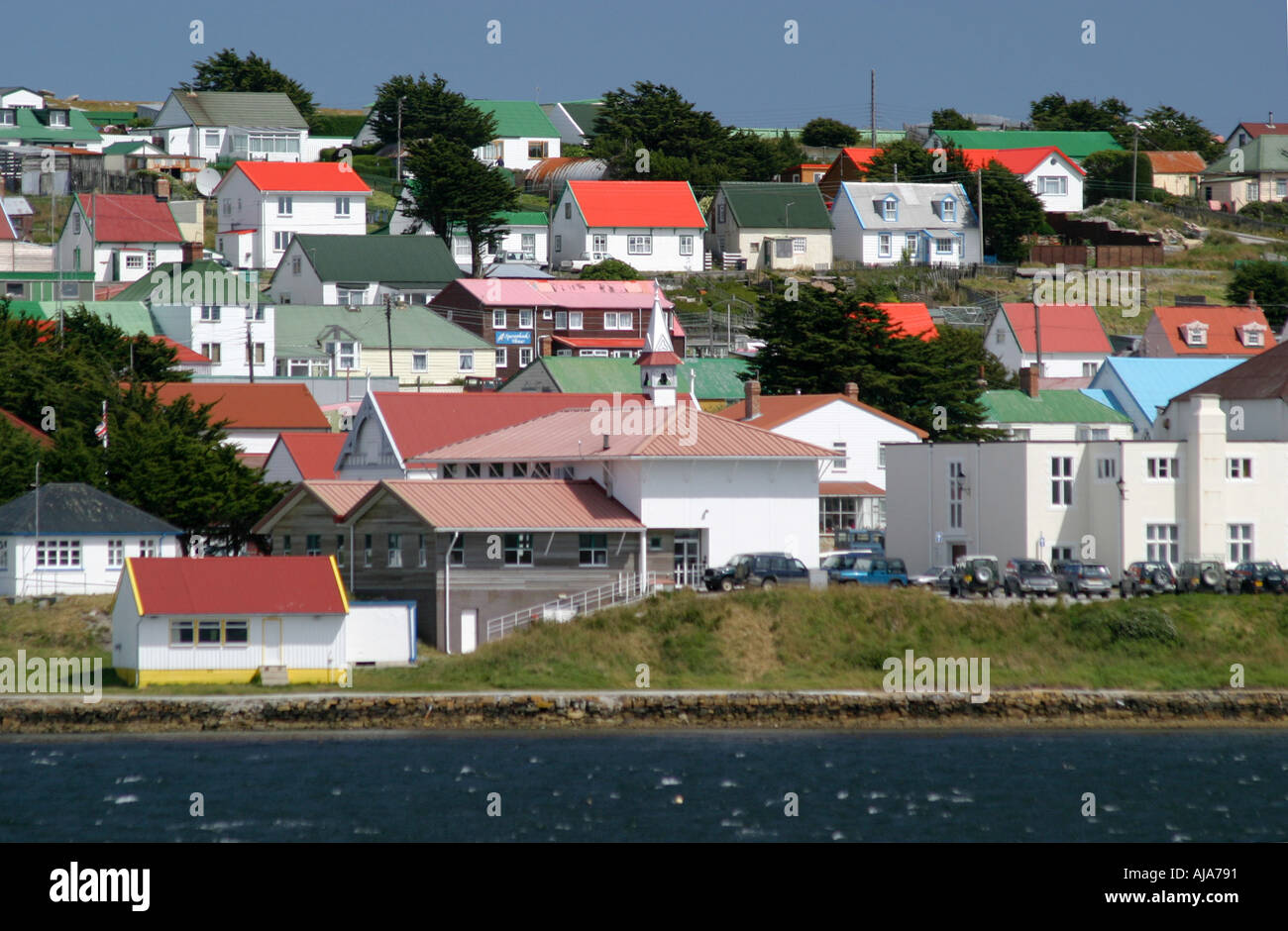 Colourful houses stanley capital falkland hires stock photography and