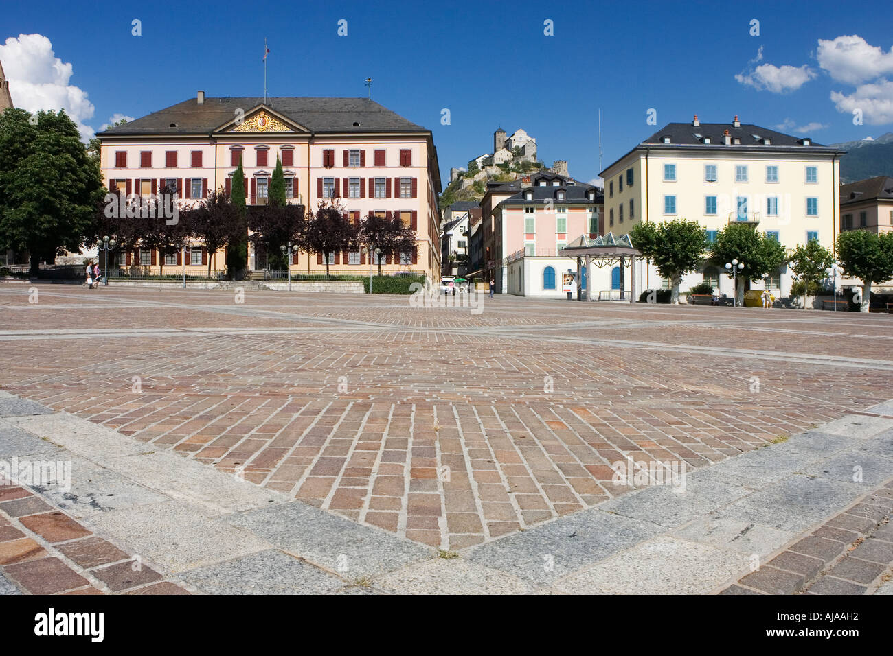 Place De La Planta Sion Wallis Valais Switzerland July 2006 Stock Photo place-de-la-planta-sion-wallis-valais-switzerland-july-2006-stock-photo
