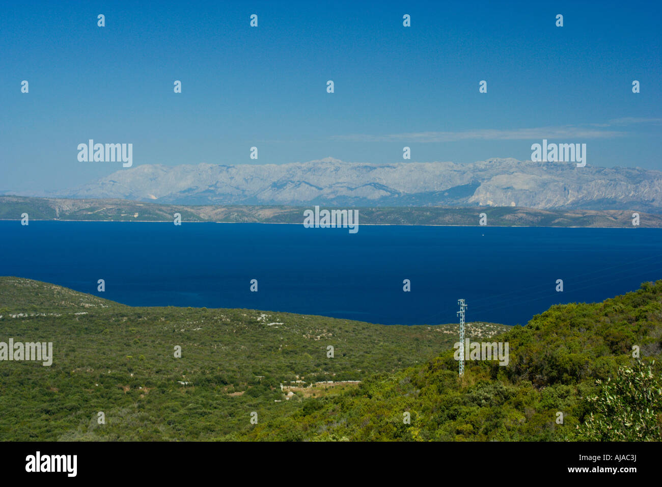 View on Hvar Island from Peljesac Peninsula Croatia Stock Photo