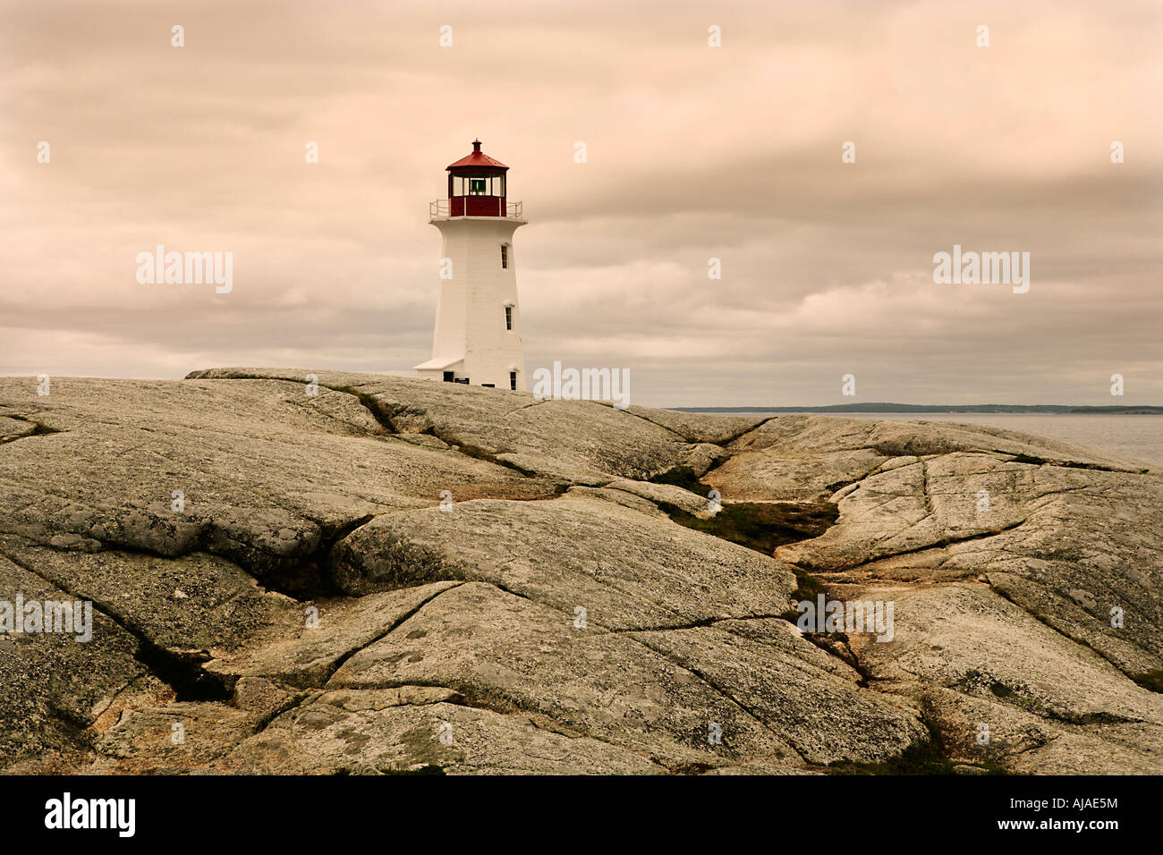 Peggy's Point Lighthouse, Peggy's Cove, Nova Scotia, Canada Stock Photo