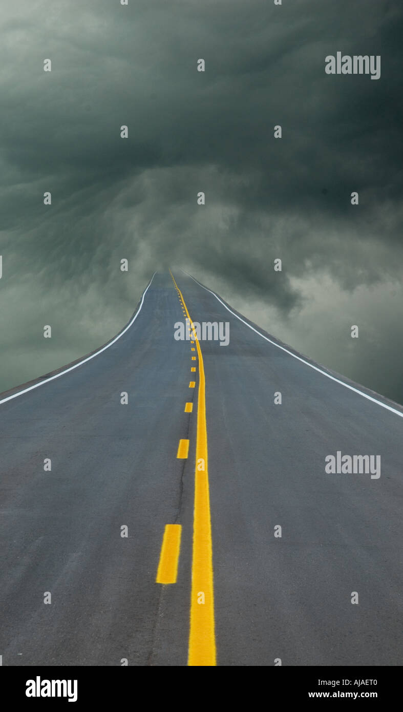 Road heading into very stormy clouds Stock Photo - Alamy
