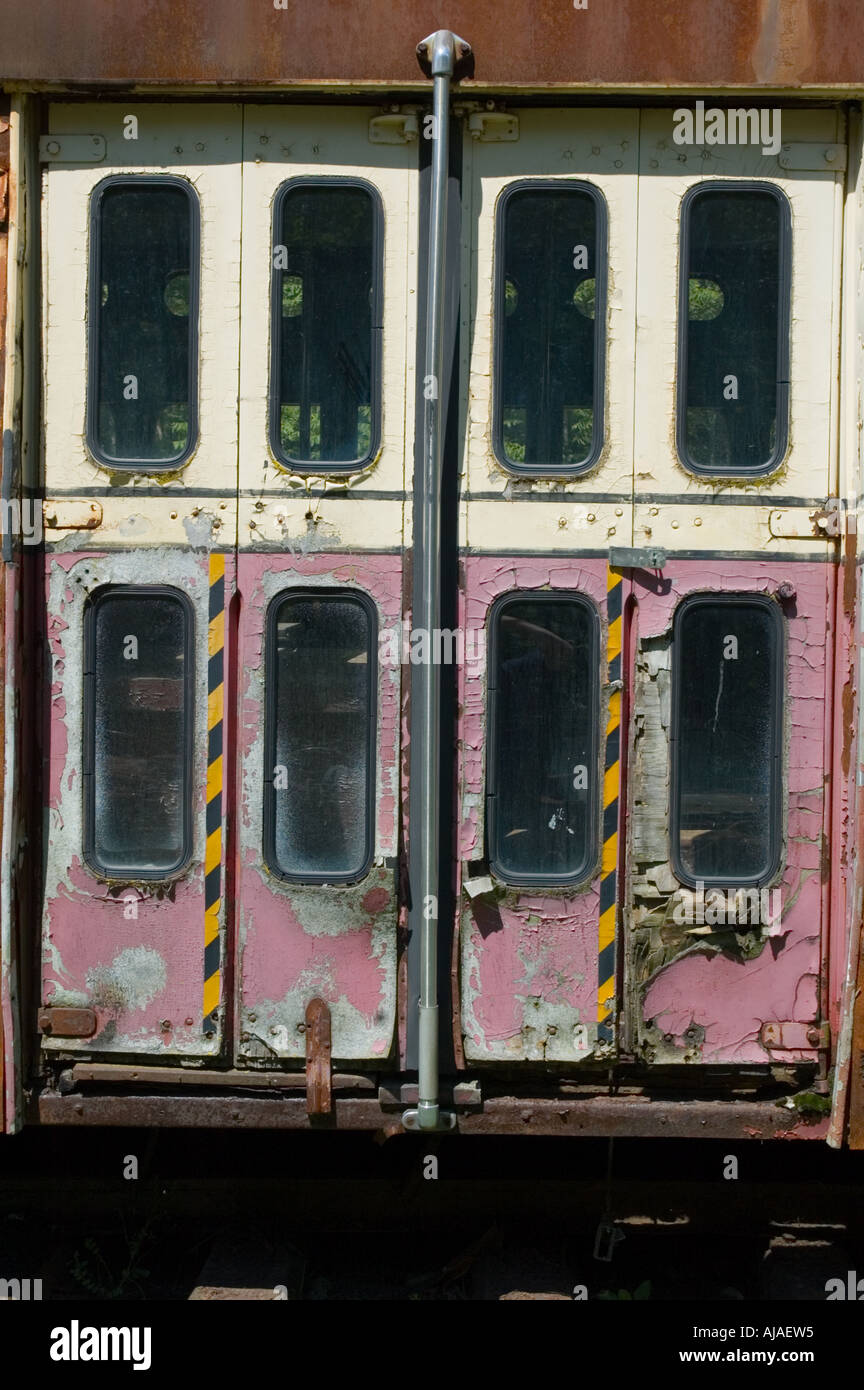 Detail of rusted out old street car Stock Photo