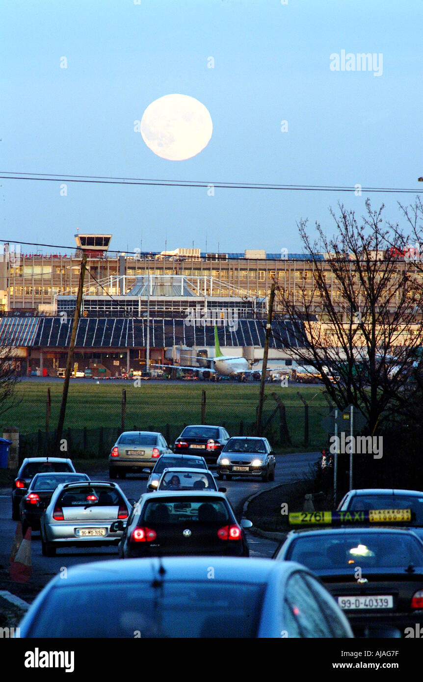 Dublin Airport winter Moon www osheaphotography com Stock Photo