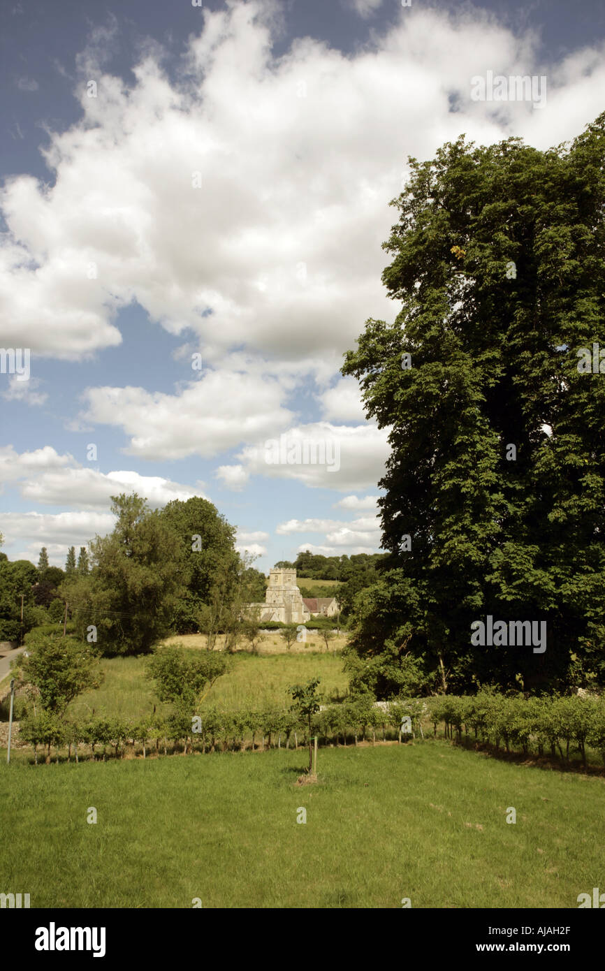 St James chuch in the cotswold hamlet of Coln St Dennis on a summers
