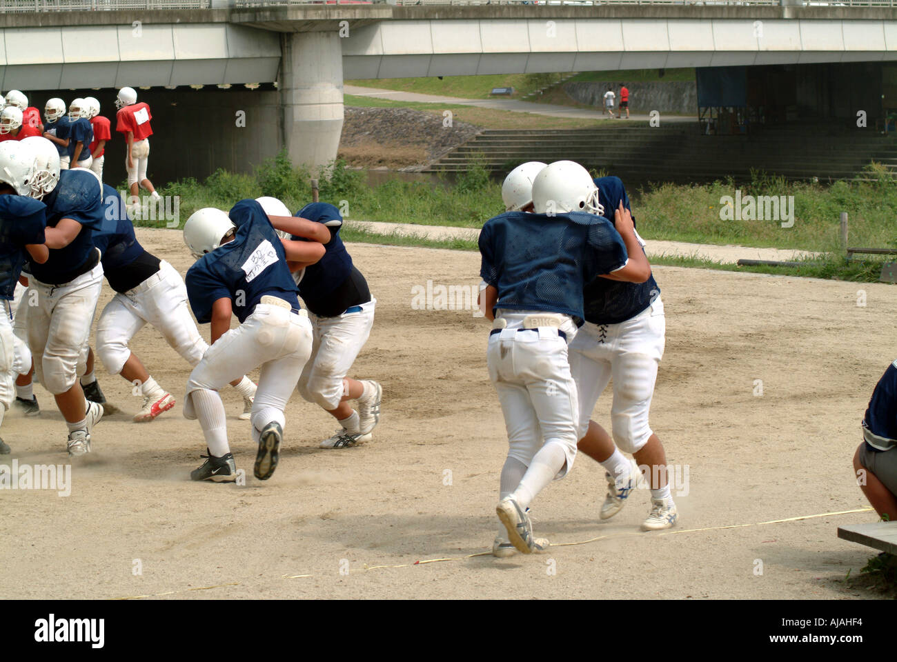 Japanese High School students practising American Football Kyoto Japan Stock Photo