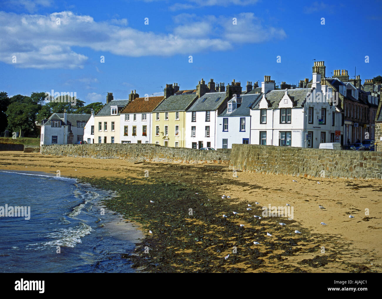 Line of houses near Anstruther harbour in Fife Stock Photo