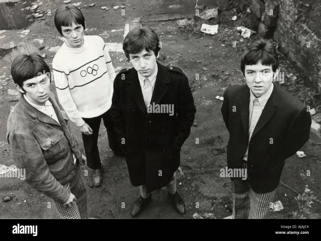 SMALL FACES in Sept 1965 from left: Ian McLagan, Steve Marriott, Kenny Jones and Ronnie Lane. Photo Tony Gale Stock Photo