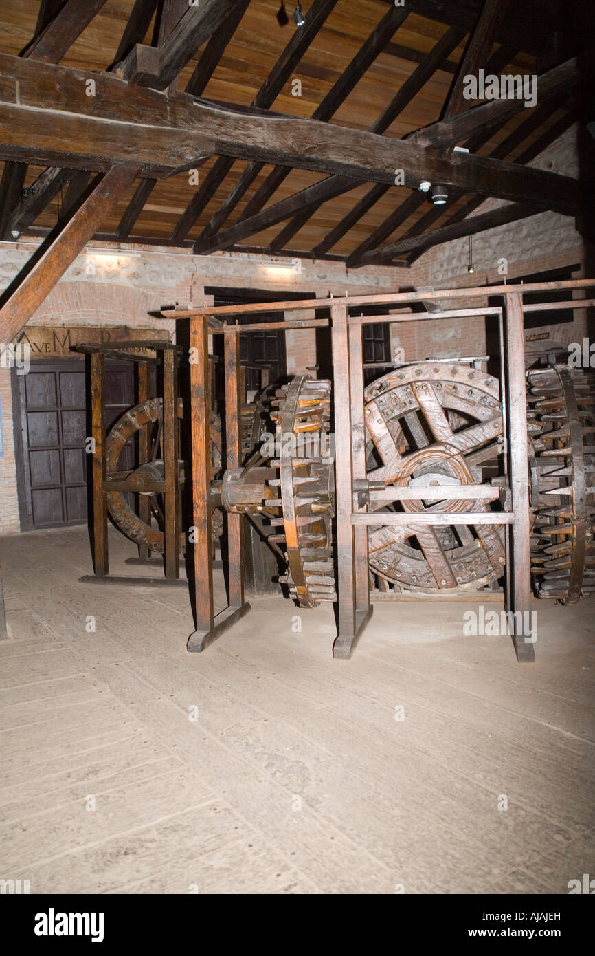 The Casa Real de la Moneda museum and an old coin stamping machine, the ...