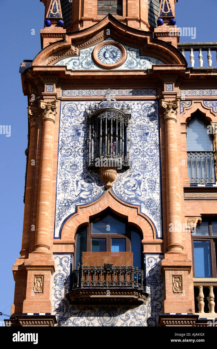 Building facade at Plaza Jesus de la Pasion Santa Cruz district Seville Stock Photo
