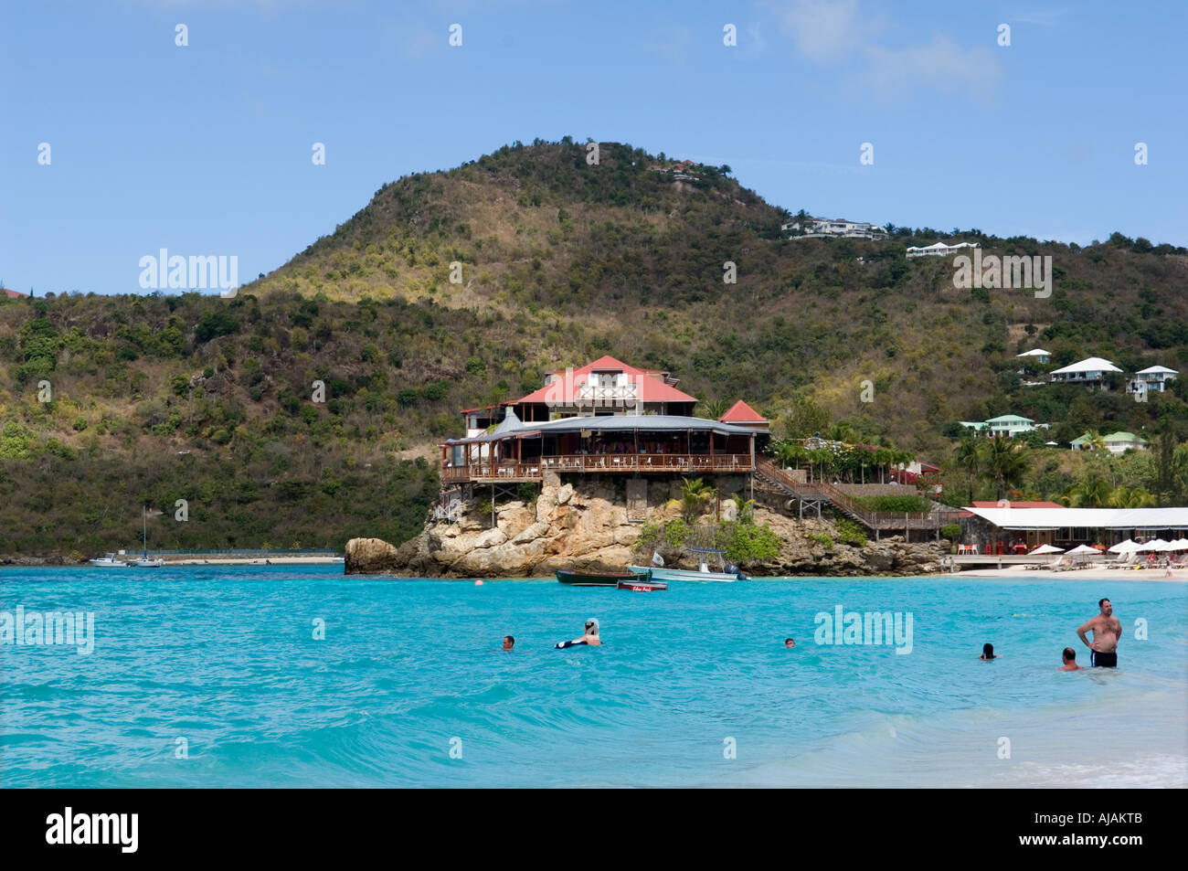 Saint Barthélemy French West Indies The Eden Rock Hotel on the St Jean beach near Gustavia Airport Stock Photo