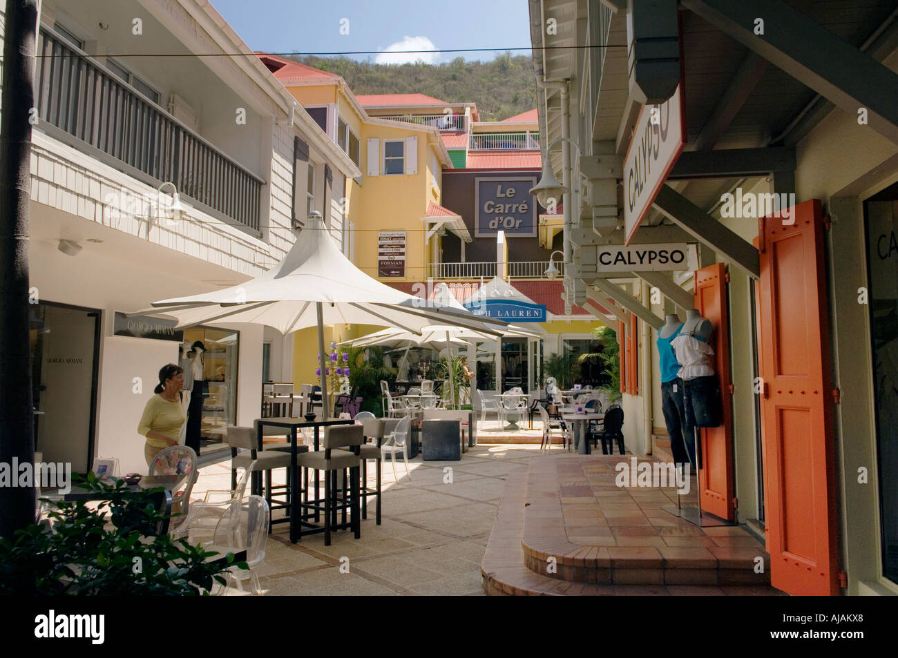 St Barths Gustavia with buildings along main street Rue de la Republique  Stock Photo - Alamy