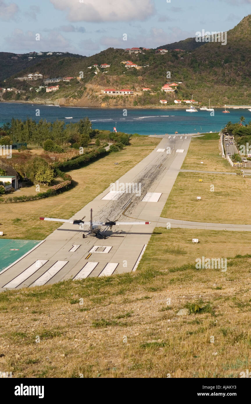 St Barths and the very small Gustavia Airport with its very short runway  Stock Photo - Alamy