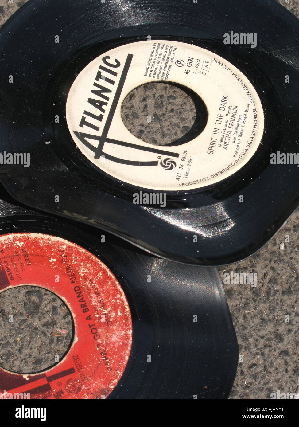 two old vinyl music records Stock Photo