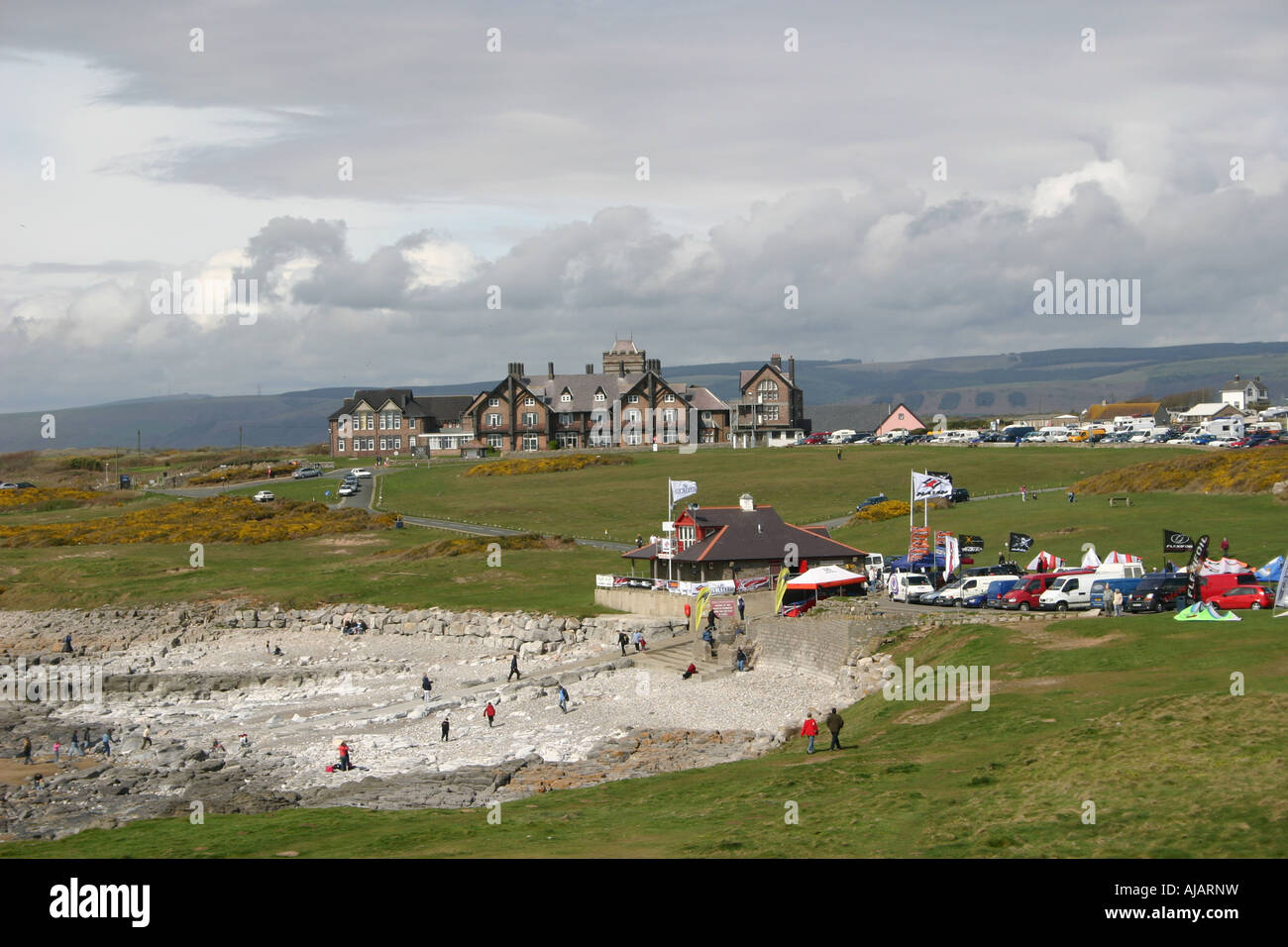 Rest Bay, Porthcawl featuring Convalescent Home Stock Photo Alamy