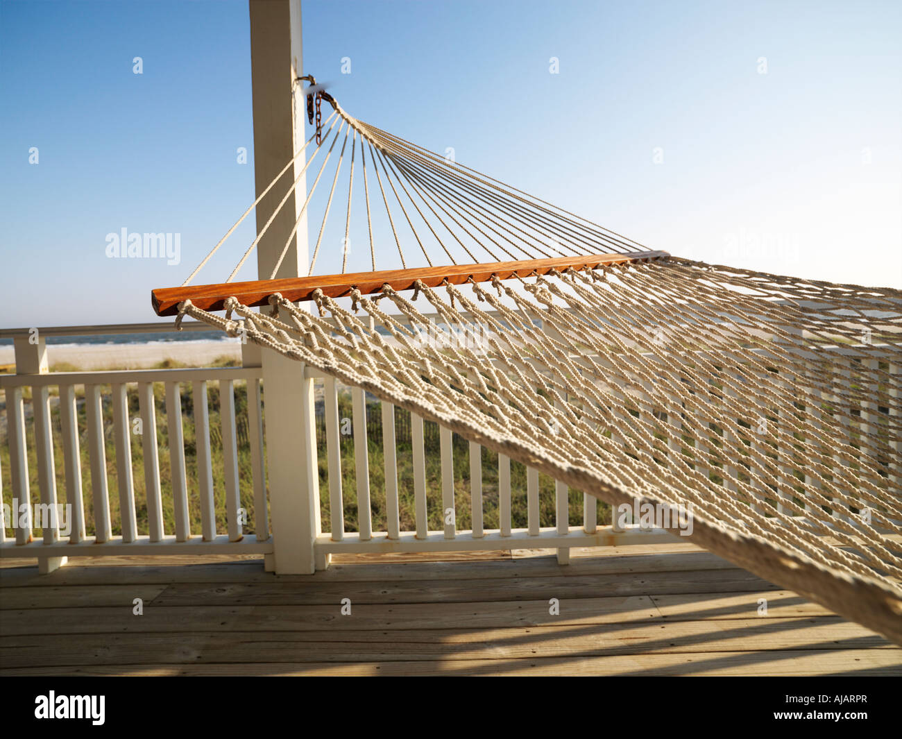 Porch with hammock at beach at Bald Head Island North Carolina Stock Photo Alamy