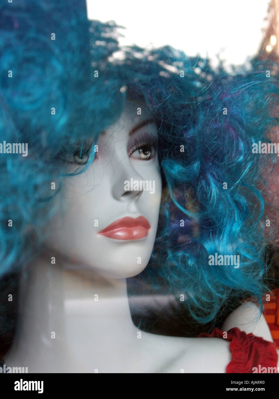 female mannequins with colourful clothes in shop window Stock Photo