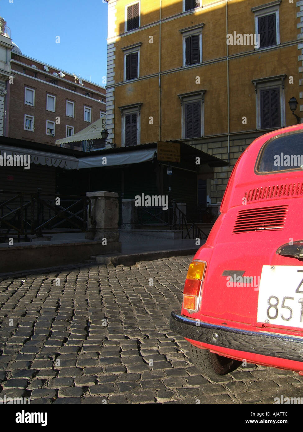 red fiat 500 car in rome Stock Photo - Alamy