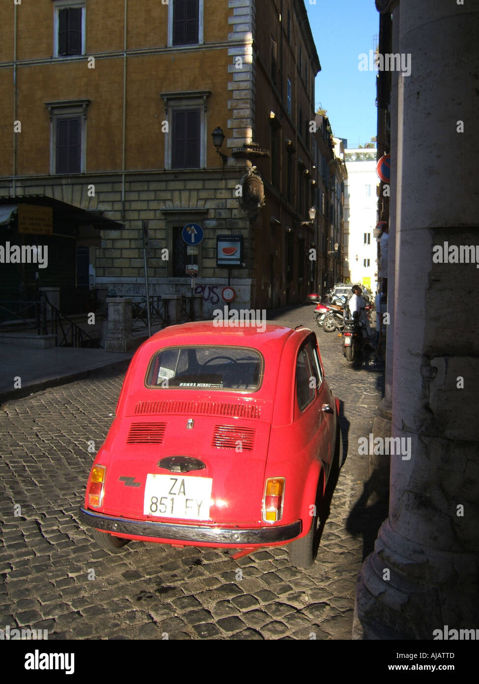 red fiat 500 car in rome Stock Photo - Alamy