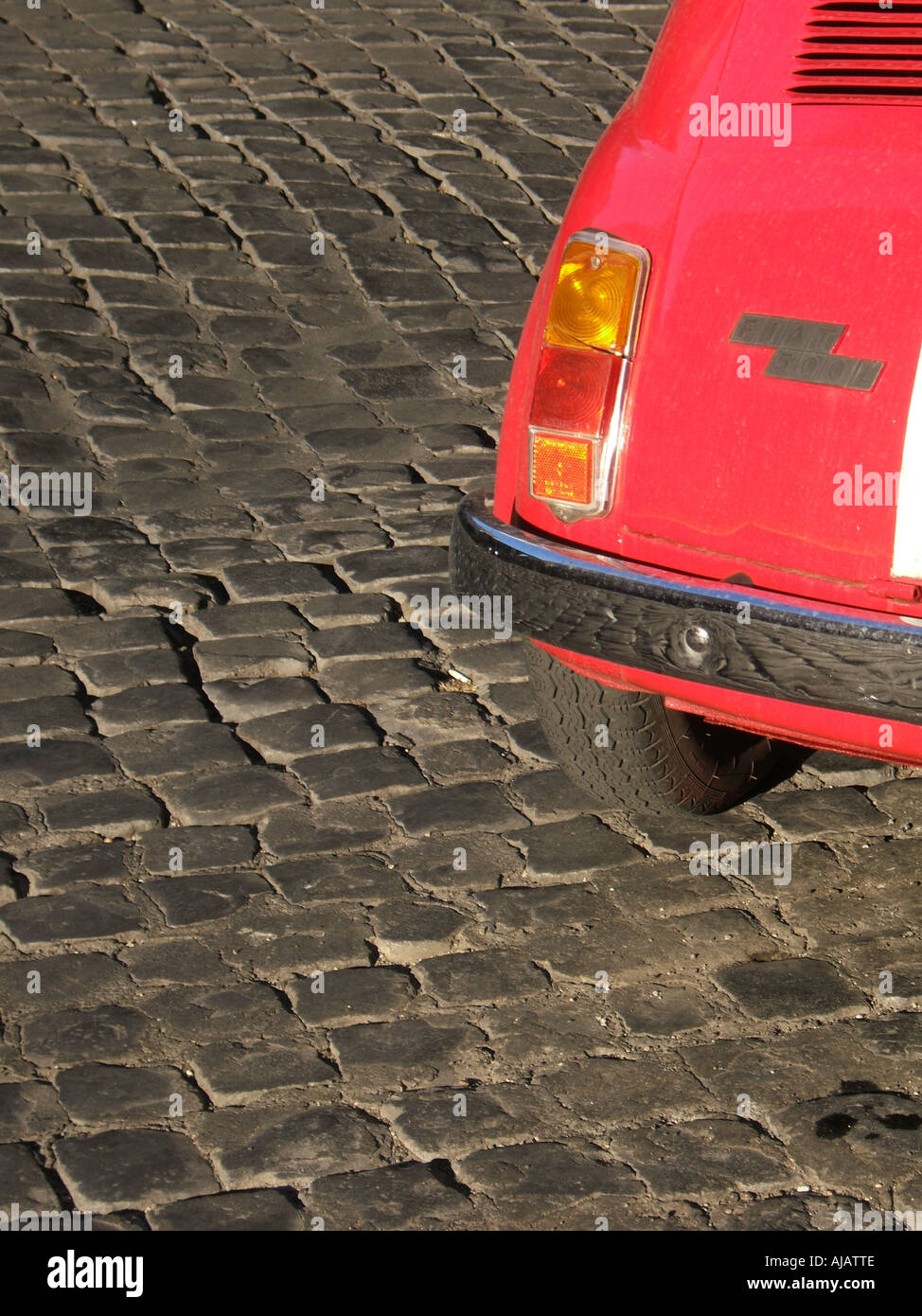 red fiat 500 car in rome Stock Photo - Alamy