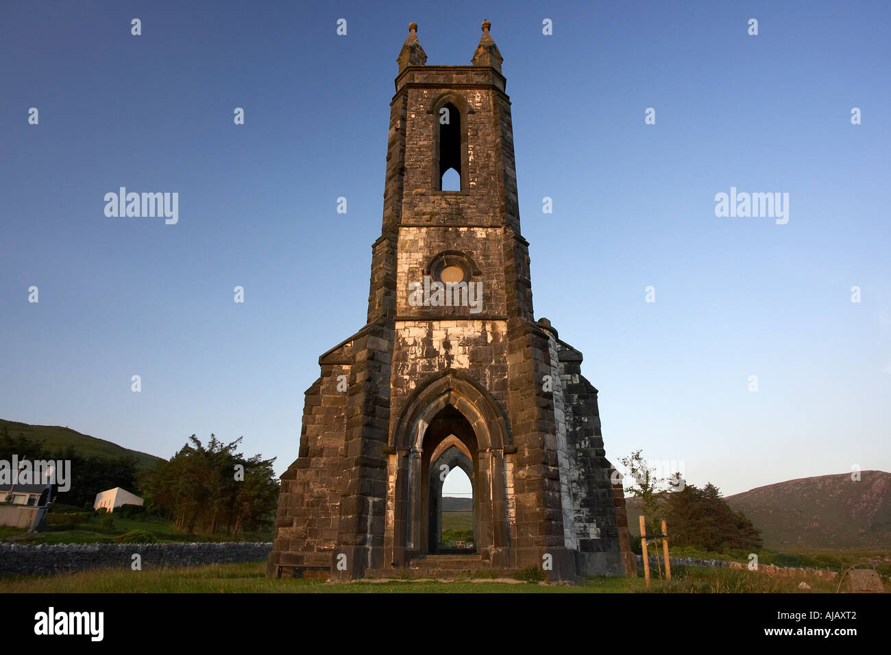 dunlewey church of ireland protestant church at sunset Dunlewy county Donegal Republic of Ireland Stock Photo