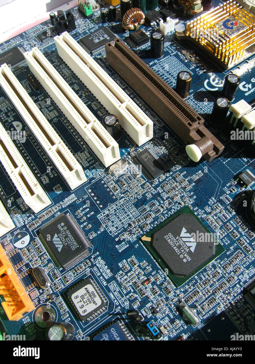 computer motherboard and chips microchips circuits Stock Photo - Alamy