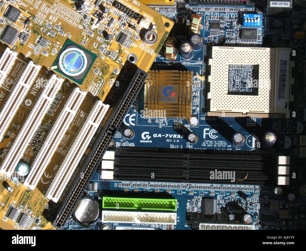 computer motherboard and chips microchips circuits Stock Photo - Alamy