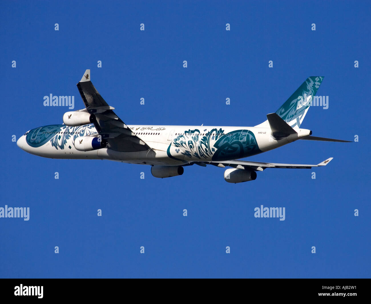Commercial civil aviation Gulf Air Airbus A340 Stock Photo - Alamy