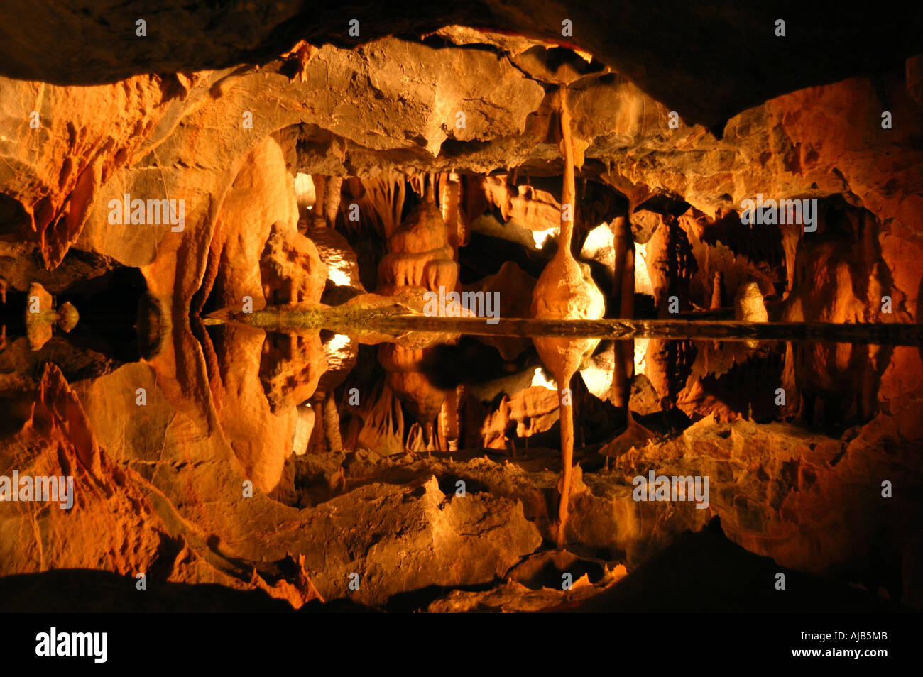 Cave rock formations of stalactites and stalagmites, Cheddar