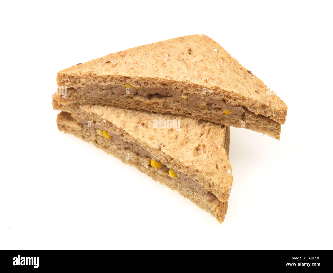 Fresh Tuna And Sweetcorn Sandwich On Brown Wholemeal Bread Isolated
