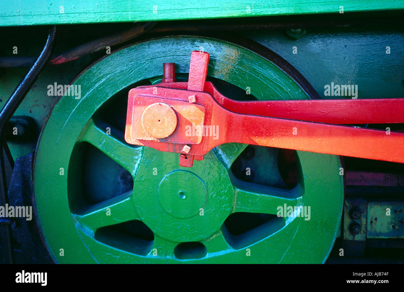 close up of steam engine wheel and connecting rod Stock Photo Alamy