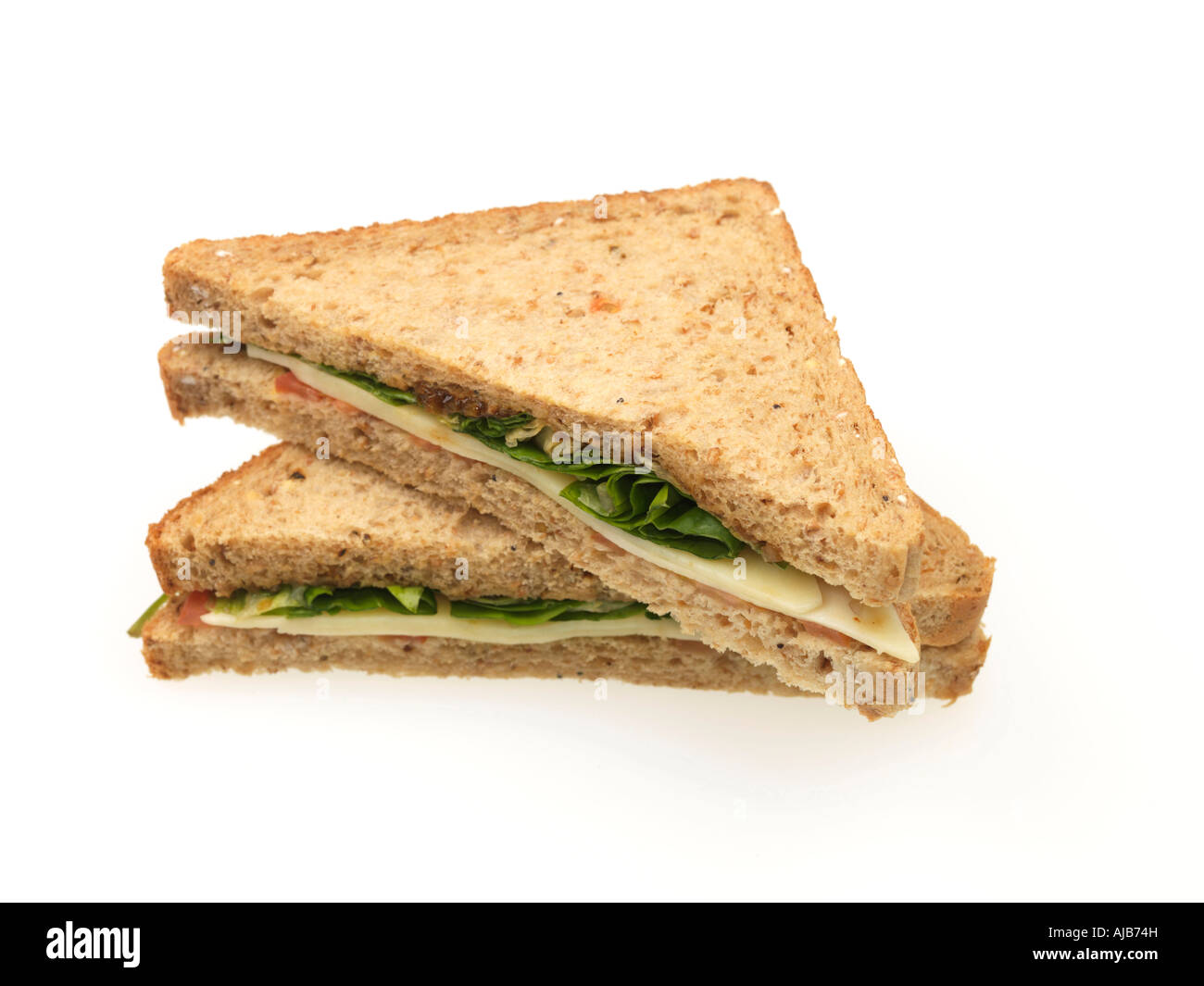 Fresh Cheese Pickle And Salad Ploughman's Sandwich On Brown Bread