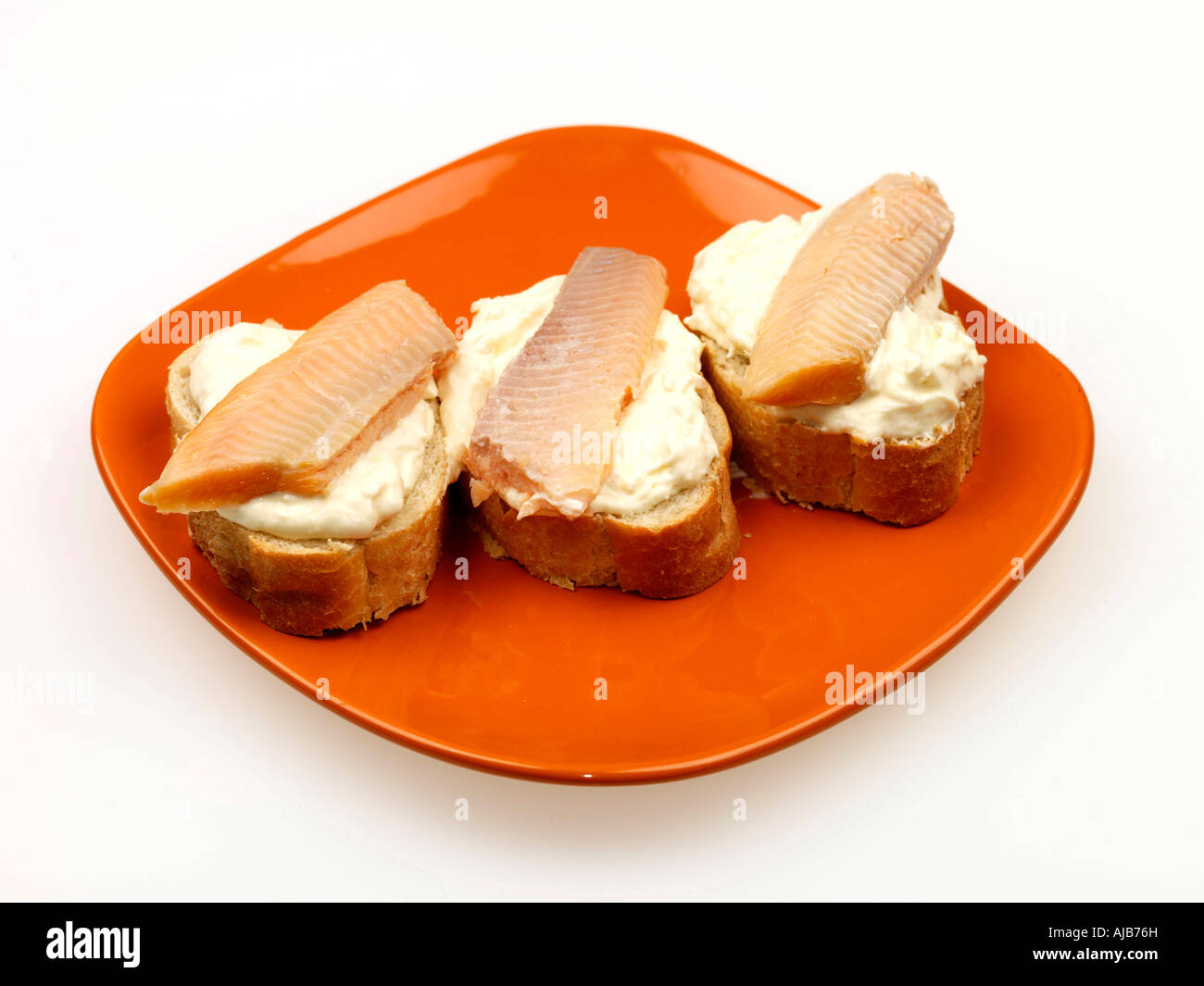 Smoked Trout and Horseradish Cream on Bread Stock Photo Alamy