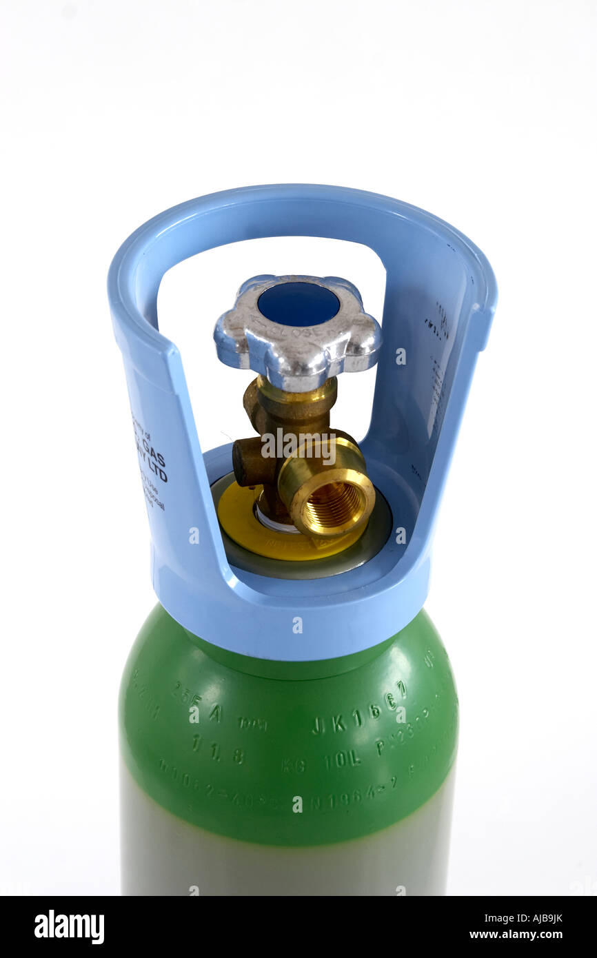 Steel cylinder containing CO2 or carbon dioxide compressed gas Stock