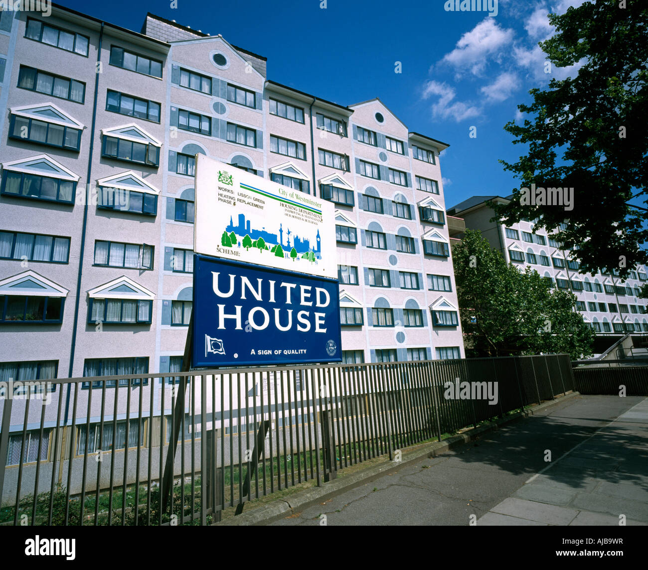 United House Westminster social housing council estate building after refirmishment in London