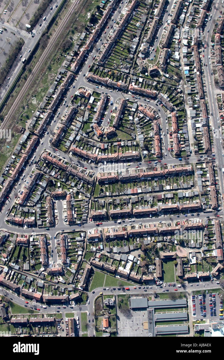 Aerial view west of suburban housing estate London N9 England UK Stock Photo