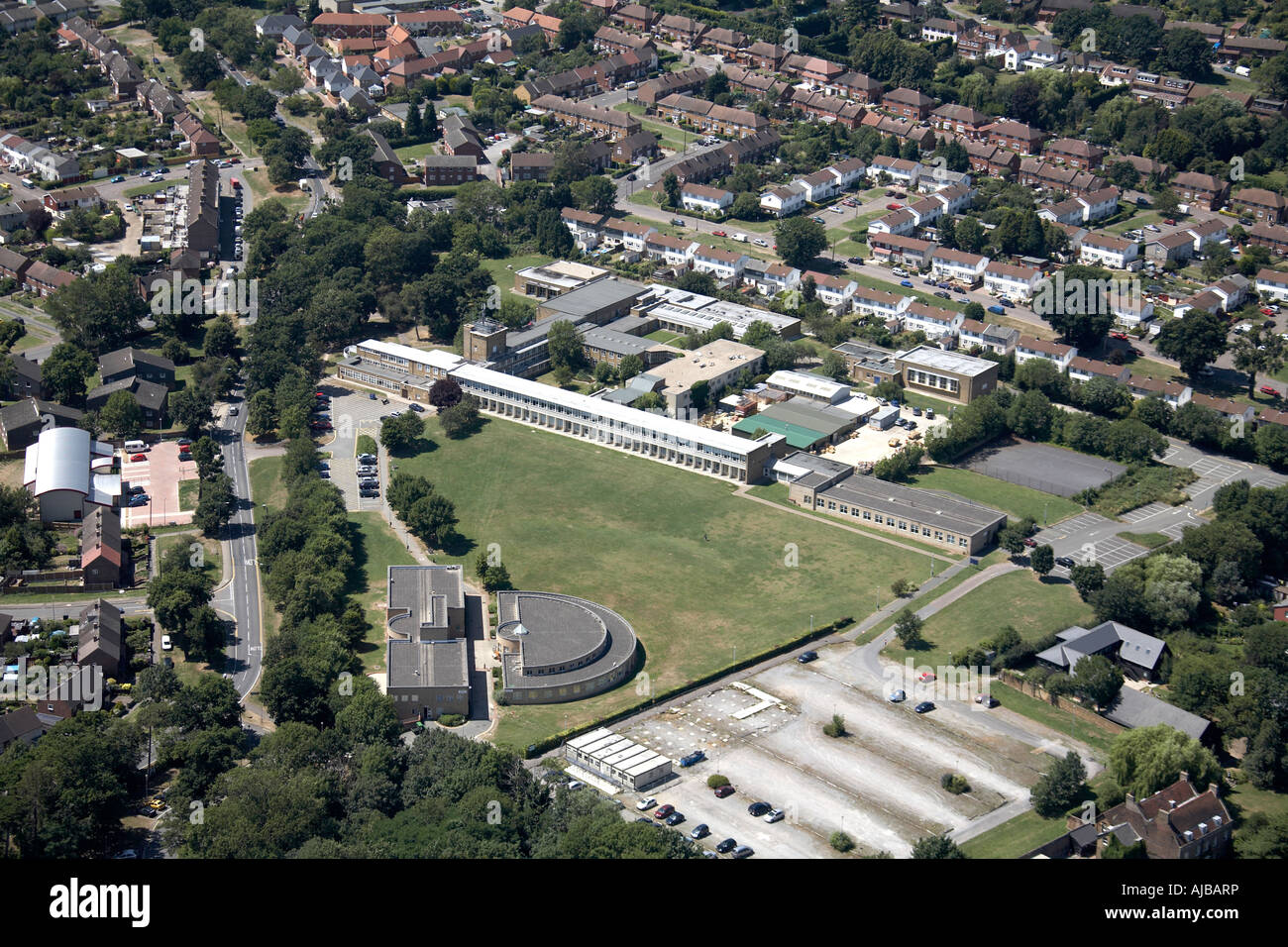 Aerial view north east of Epping Forest college Epping forest London