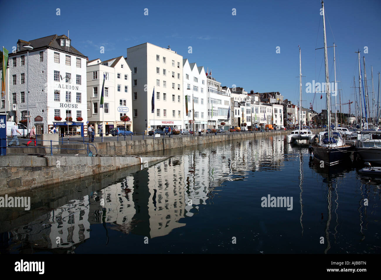Guernsey - St Peter Port, Reflections of the waterfront in Victoria Marina  Stock Photo - Alamy