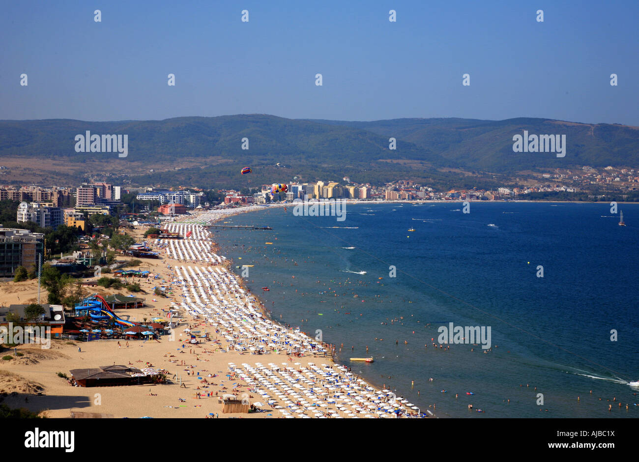 Bulgaria Black Sea Coast Sunny Beach View of the beach and resort Stock Photo