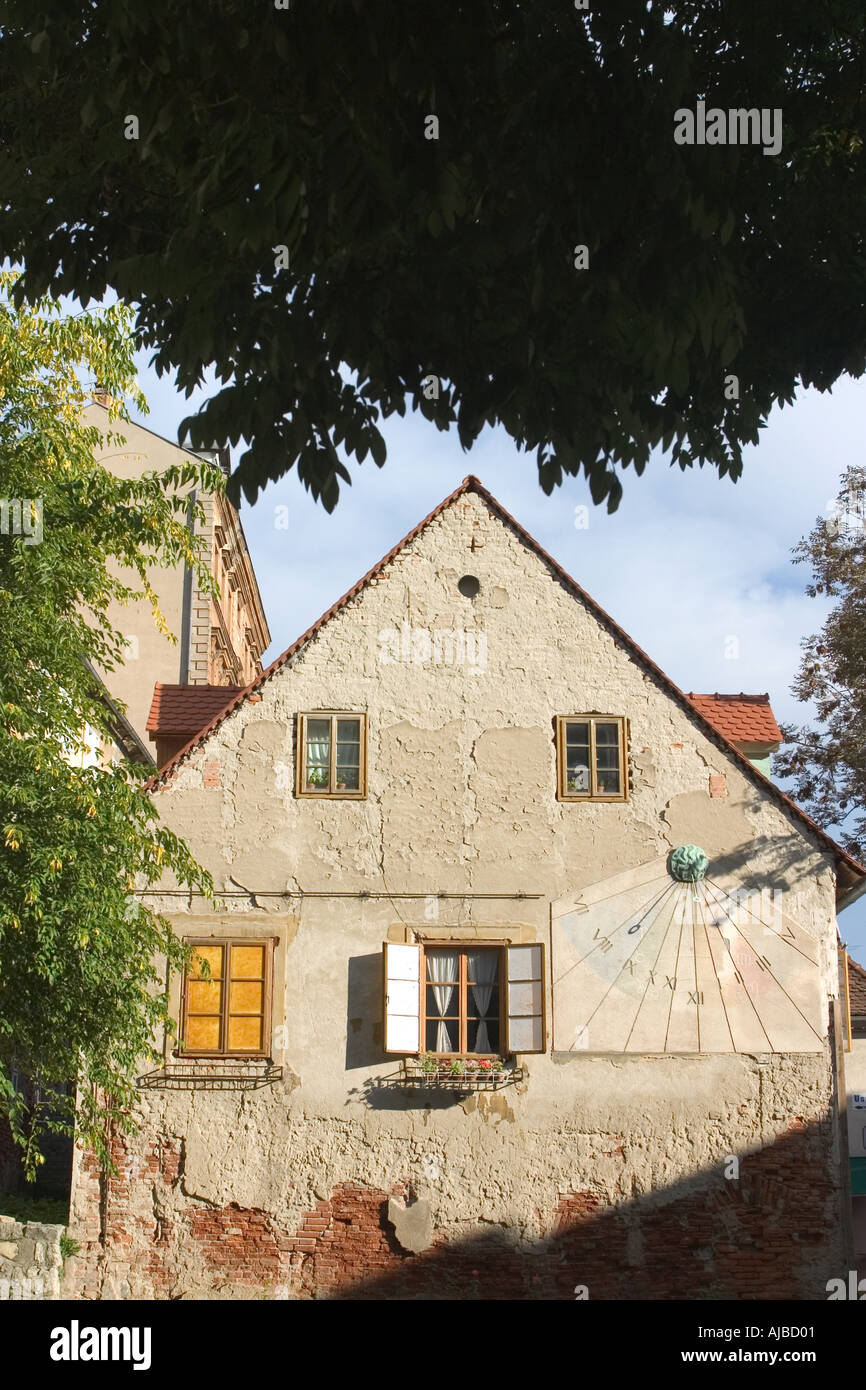 Sundial on Building facade Zagreb Croatia Stock Photo Alamy