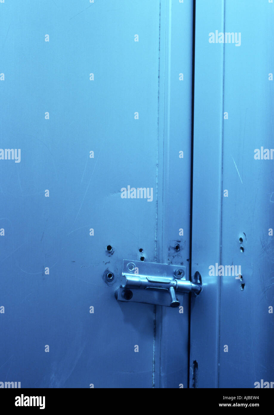 locked metal toilet door cubicle Stock Photo Alamy