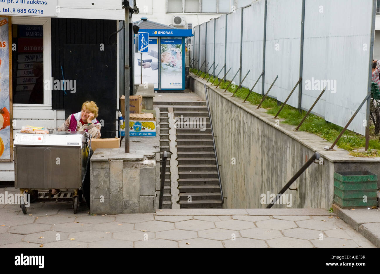 snack seller coach station central Kaunas Lithuania EU Stock Photo
