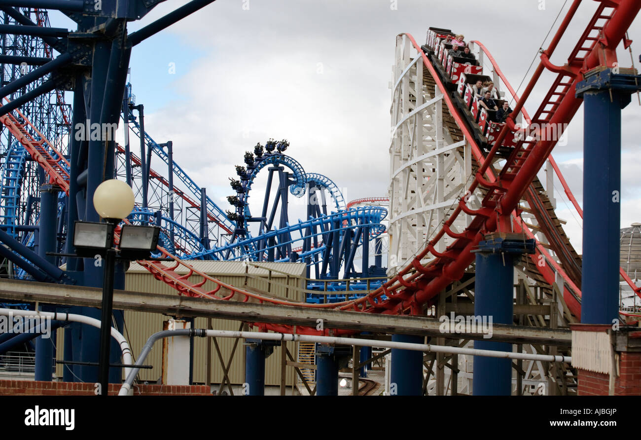 Roller coaster rides at Blackpool Pleasure Beach Stock Photo - Alamy