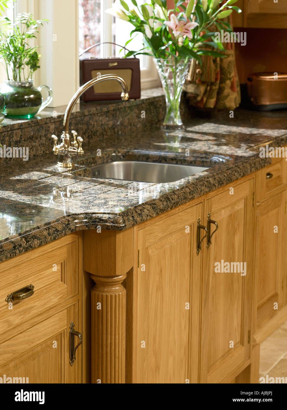 Granite sink work-top. Stock Photo