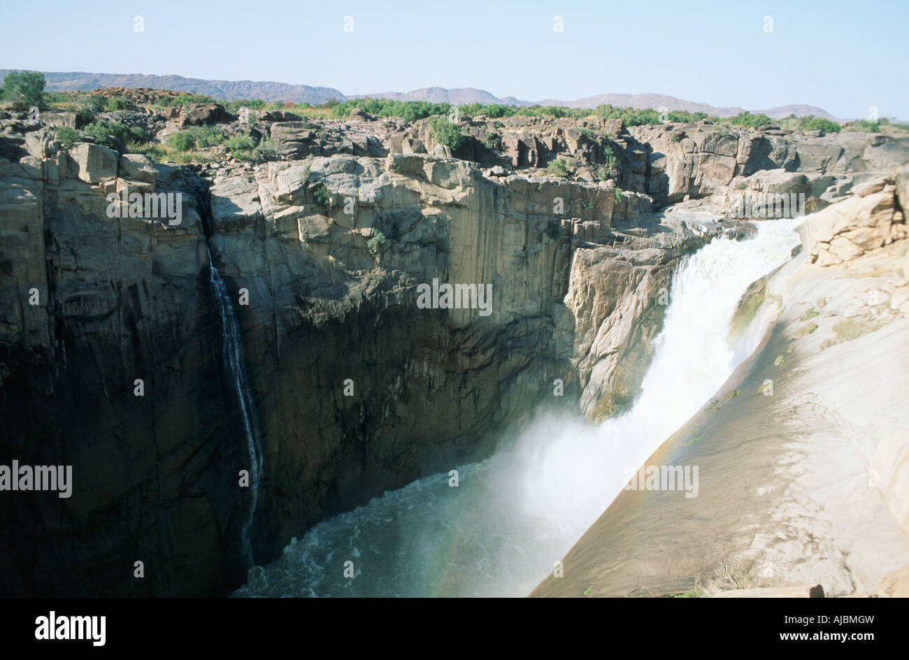 Scenic View of Waterfall and Gorge Stock Photo