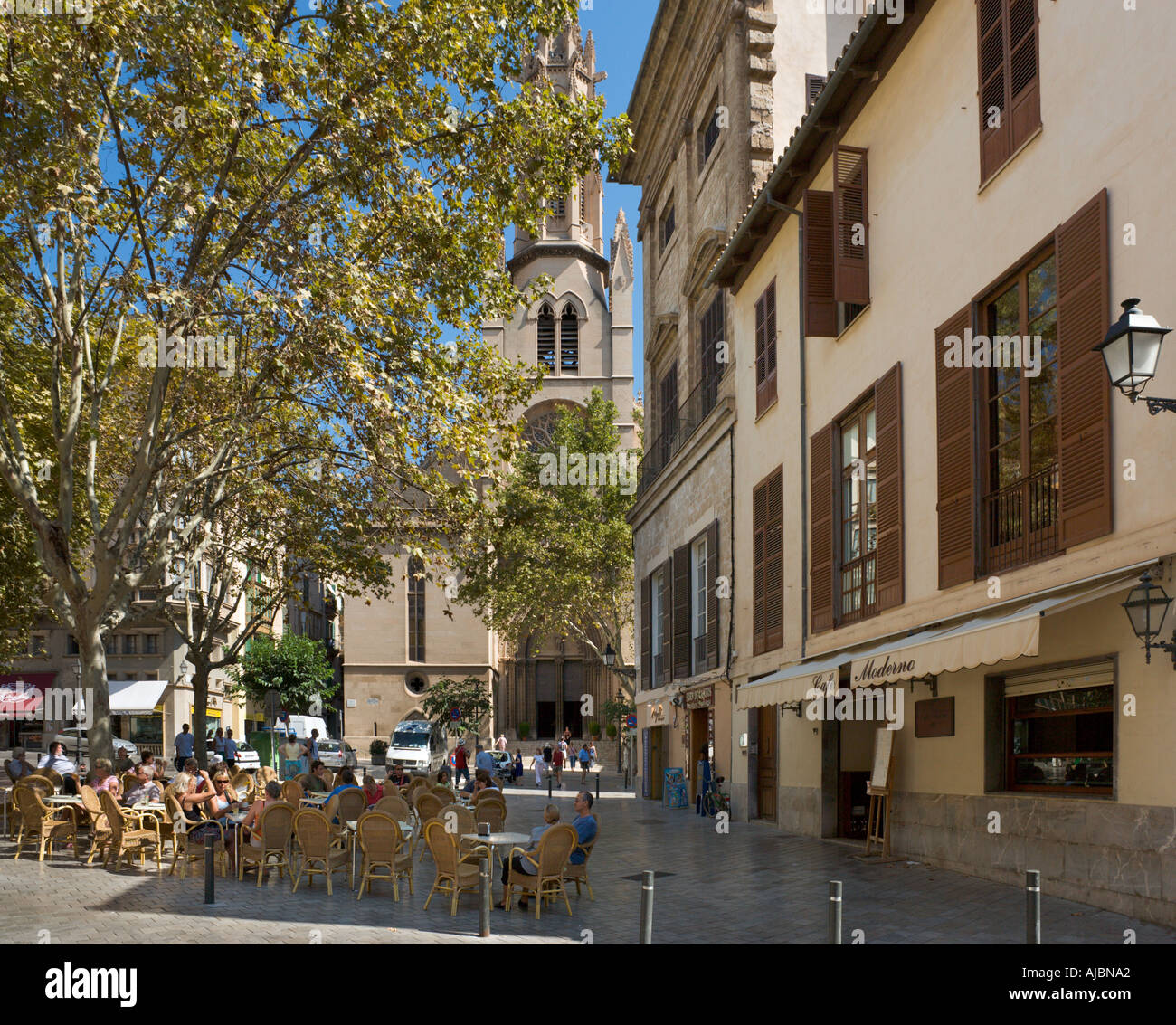 Restaurant in the Placa Santa Eulalia, Historic City Centre, Palma, Mallorca, Spain Stock Photo