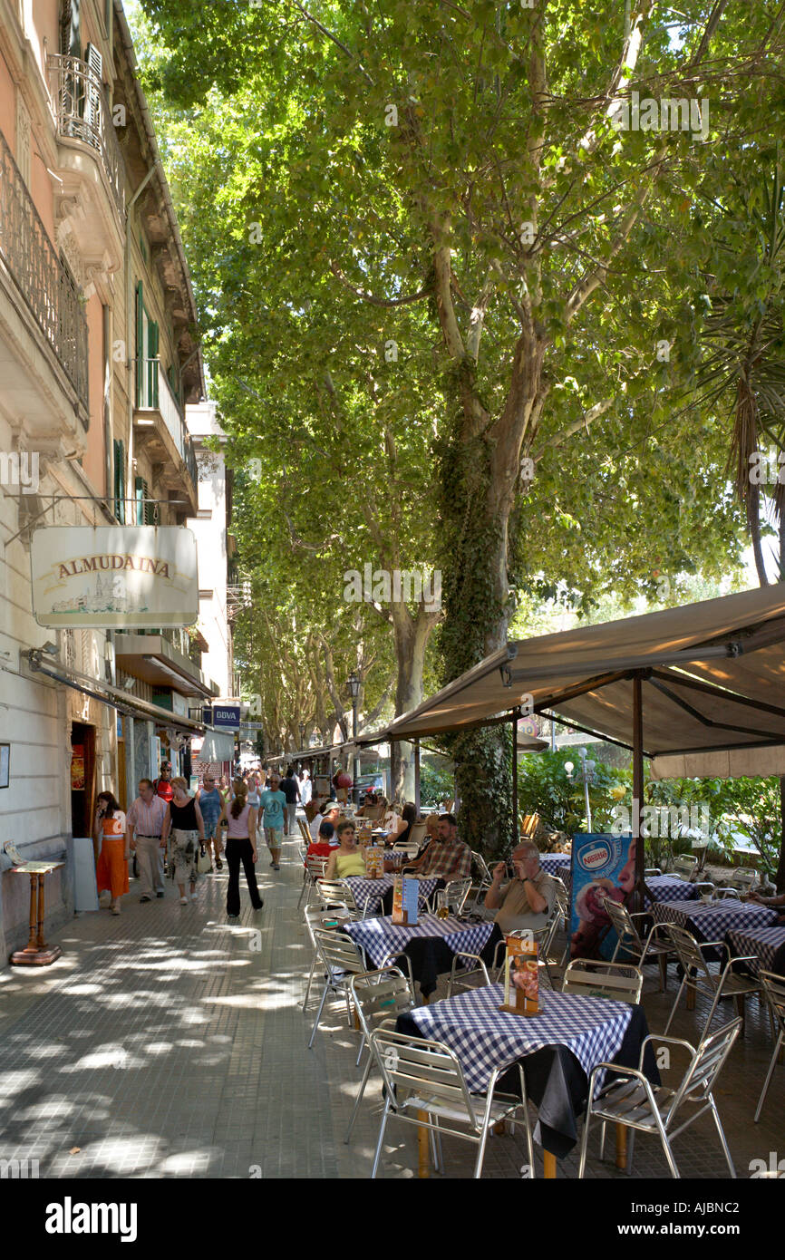 Sidewalk Restaurant, Avinguda d'Antoni Maura, Palma, Mallorca, Spain Stock Photo