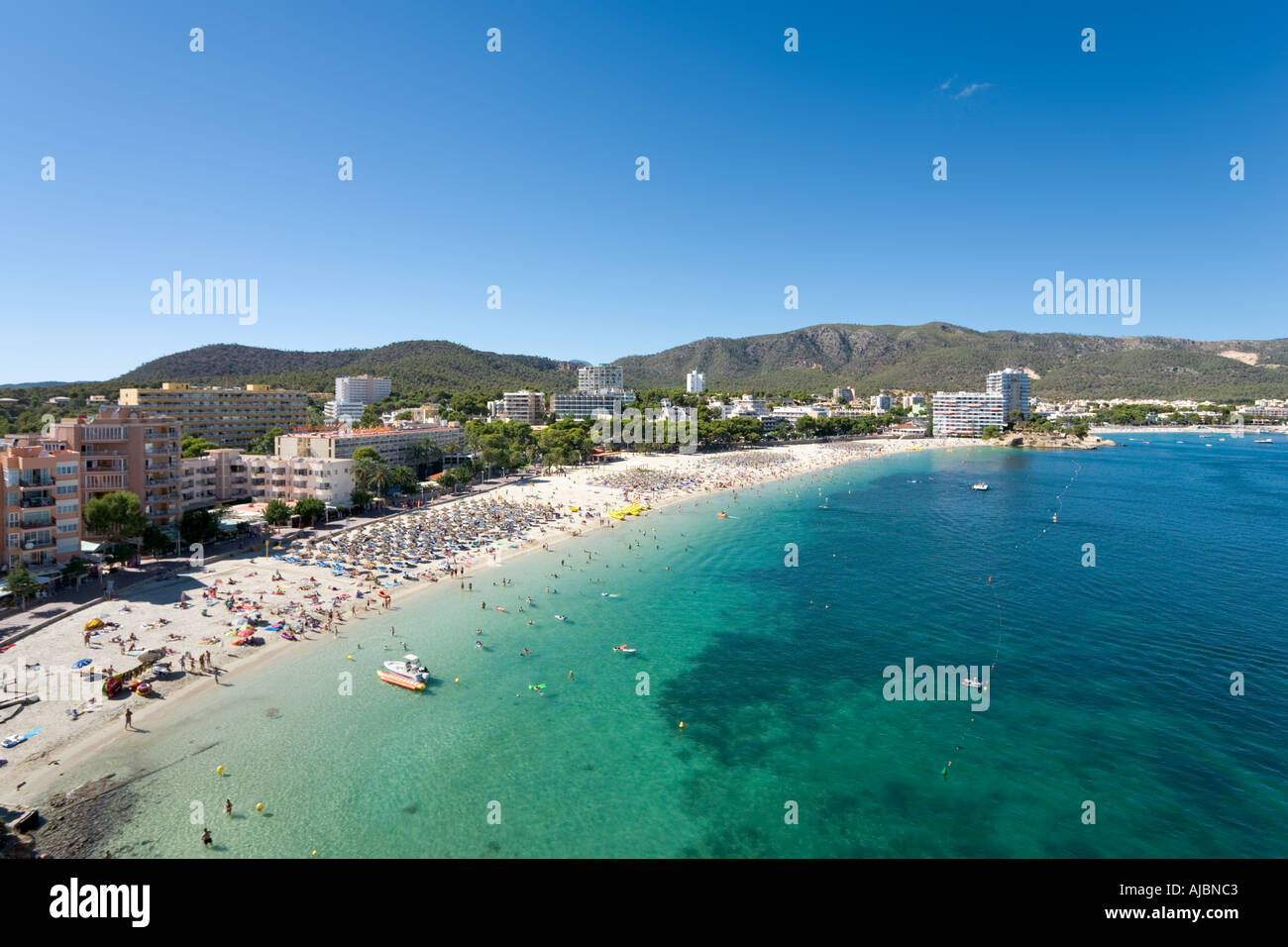 Beach, Palma Nova, Bay of Palma, Mallorca, Balearic Islands, Spain Stock Photo